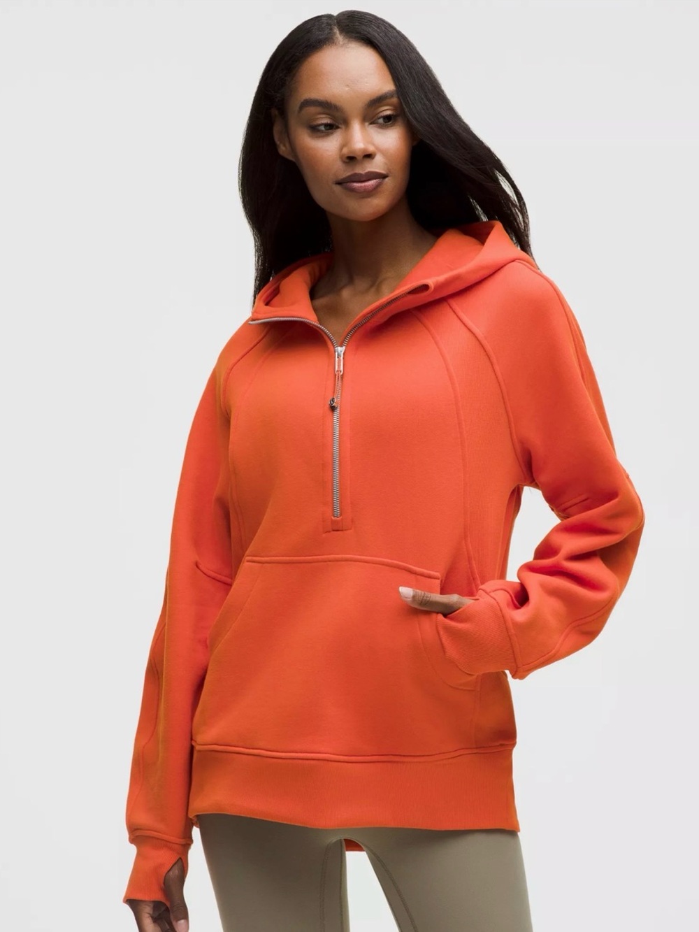 Lululemon Scuba Oversized Half-Zip Long Hoodie in Sunburst Orange, Size XS